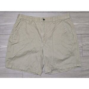 Mountain Khakis Mens Size 36 x 8 Relaxed Fit Beige Pocketed Chino Shorts